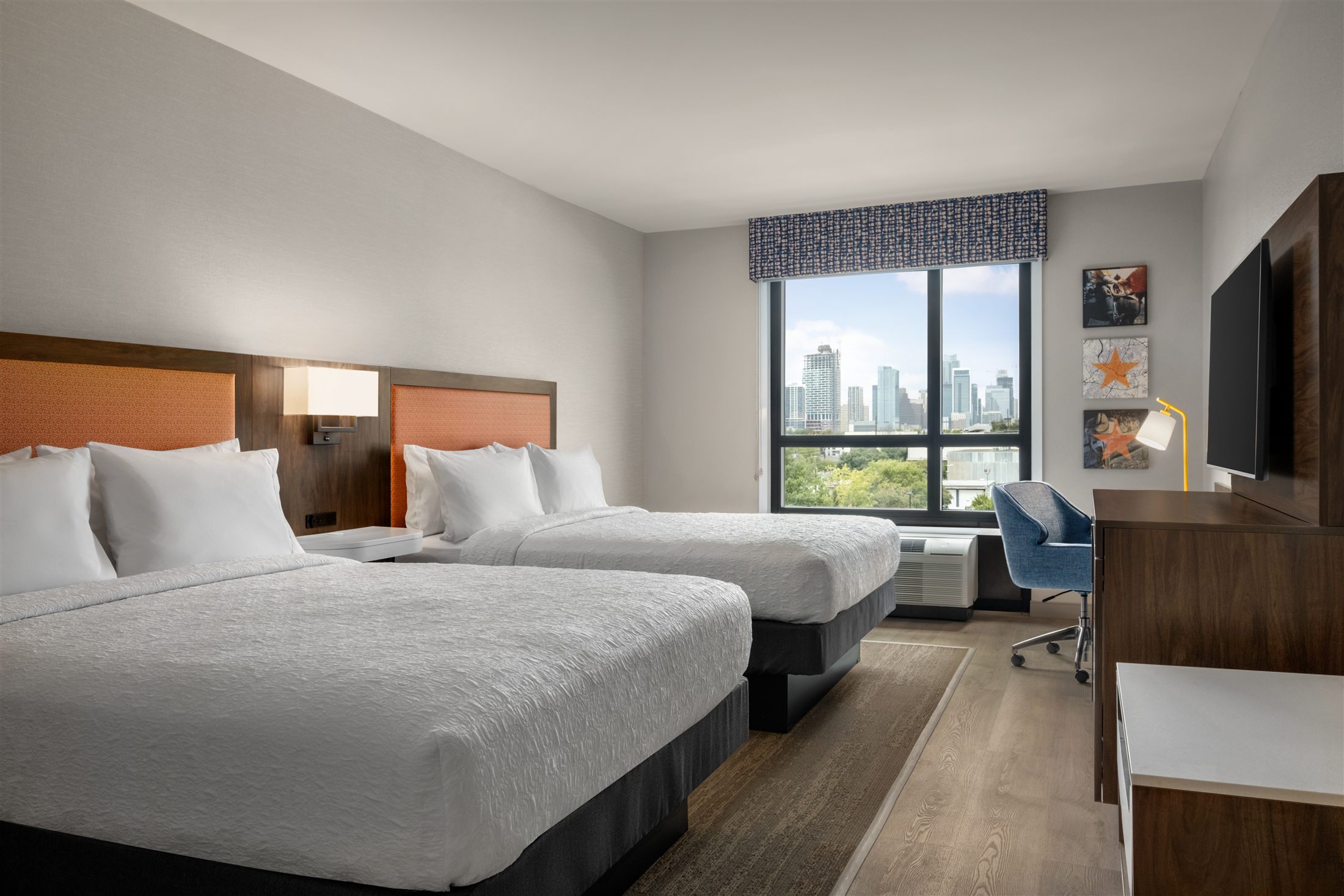 Guest room overlooking the downtown Austin skyline